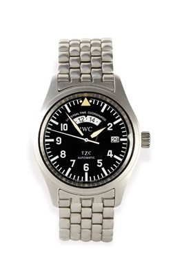 Lot 25 - A gentleman’s stainless steel wristwatch, IWC, Pilot’s Universal Time Coordinated TZC, automatic