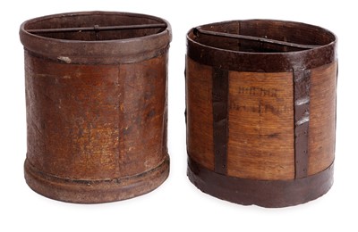 Lot 55 - Two French wood and metal dry goods measures