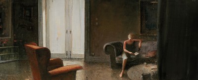 Lot 66 - Harold Voigt, Interior with Woman Reading