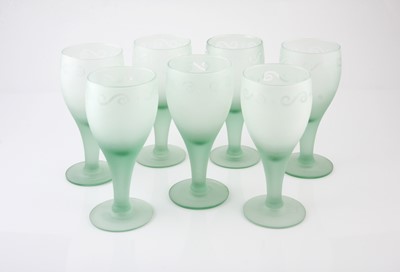 Lot 141 - Seven sandblasted wine glasses