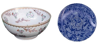 Lot 45 - Japanese Dish, 20th Century; Armorial Famille Rose Bowl, 18th Century, two
