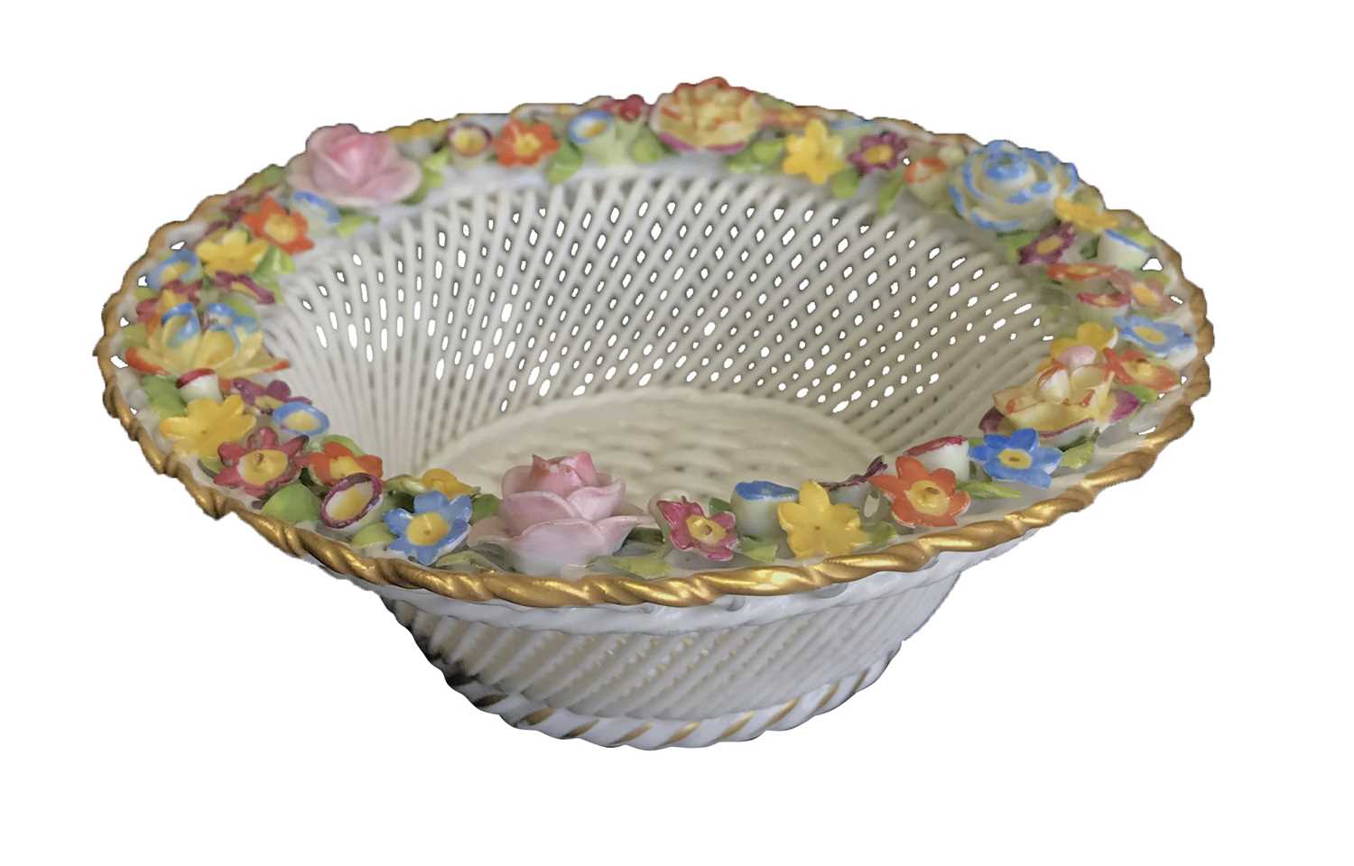 Lot 41 - Multicoloured French Floral Bon Bon Dish, 19th Century