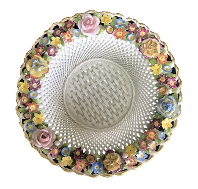 Lot 41 - Multicoloured French Floral Bon Bon Dish, 19th Century