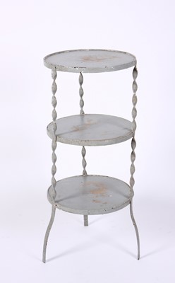 Lot 39 - A grey-painted metal and pine étagère