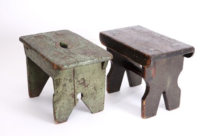 Lot 41 - Two oak milking stools