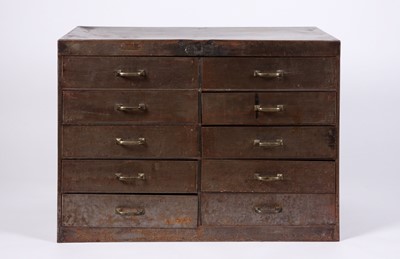 Lot 47 - A distressed metal set of drawers