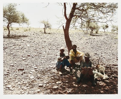 Lot 35 - David Goldblatt, South African 1930–2018 , Three men rest at the side of the track between Bute asbestos Mine and Heuningvlei in Northern Cape