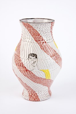 Lot 42 - Hylton Nel,Ochre and yellow vase with two figures
