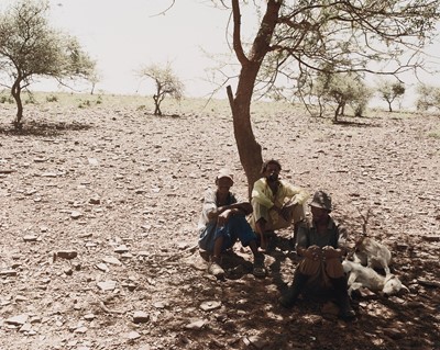 Lot 83 - David Goldblatt, Three men rest at the side of the track between Bute asbestos Mine and Heuningvlei in Northern Cape